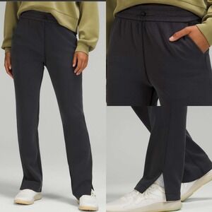 Lululemon Brushed Softstreme‎ Split Hem High Rise Pants Black Womens 12 Wide Leg